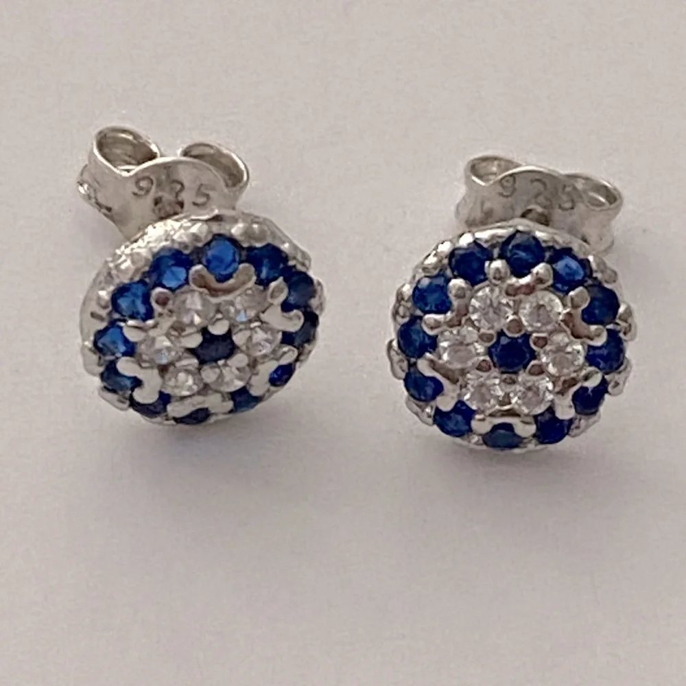 🧿 925 Silver evileye earrings stunning blue evil eye eyes post posts stud studs